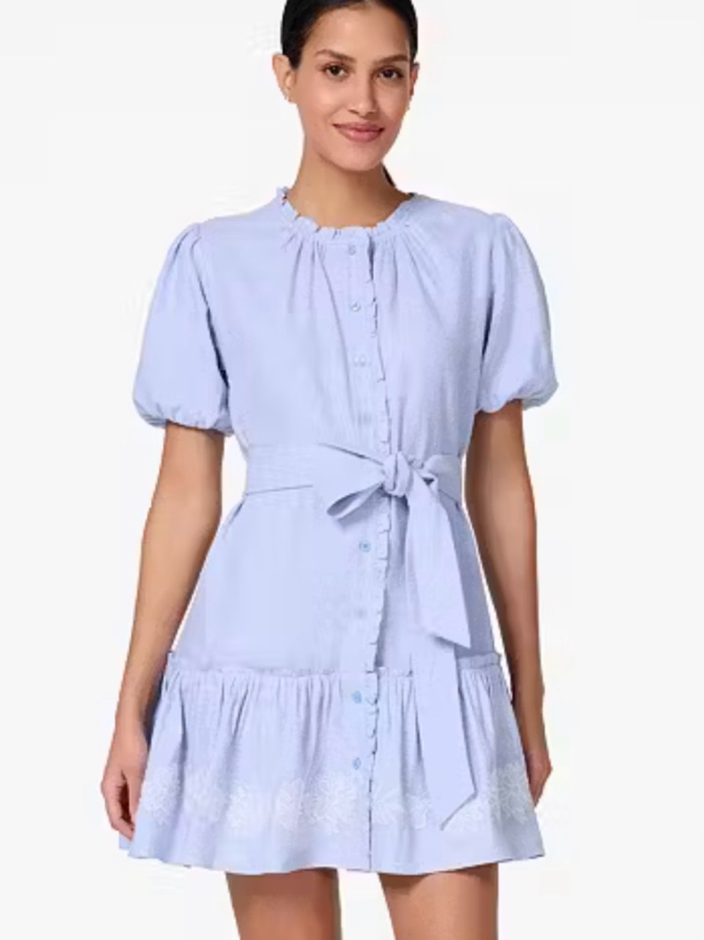 Kate spade Blue Button-Front Tie-Waist Mini Dress